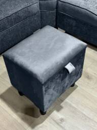 Dark Grey Velvet Storage Ottoman - Handmade Footstool Pouffe - thumbnail 3