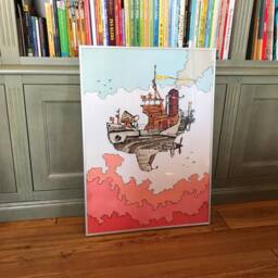 steampunk Boat Comic Book Poster Kids Room Wall Art - thumbnail 3