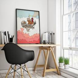 steampunk Boat Comic Book Poster Kids Room Wall Art - thumbnail 2