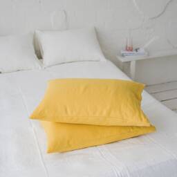 Mimosa Yellow Linen Pillowcase, Softened Linen, Custom Size Natural Pillow Cover With Envelope Closure, Cushion Cover - thumbnail 2