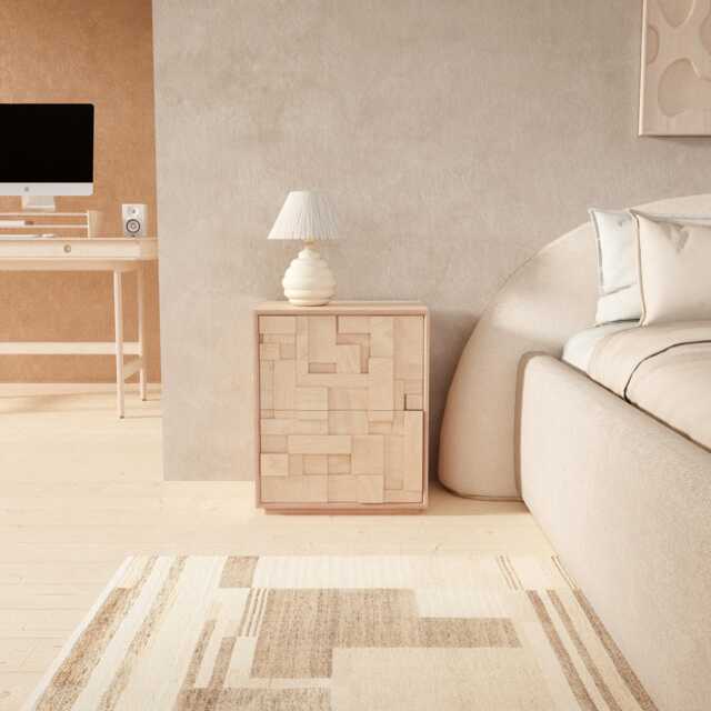Mosaic Artisan Nightstand, Handmade Birch Plywood Modern Bedside Table With 2 Soft Close Drawers - image 1