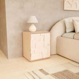 Mosaic Artisan Nightstand, Handmade Birch Plywood Modern Bedside Table With 2 Soft Close Drawers - thumbnail 3