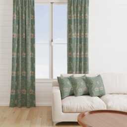 Custom Made William Morris Honeysuckle Seaspray Blackout Lining Curtains 3 - thumbnail 2