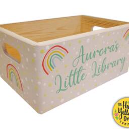 Personalised Rainbow Book Box - Hand-Painted Wooden Storytime Storage - thumbnail 2