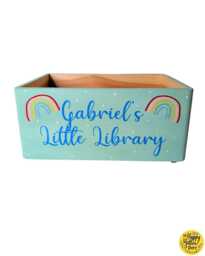 Personalised Rainbow Book Box - Hand-Painted Wooden Storytime Storage