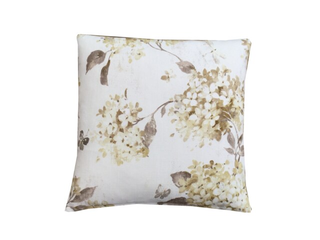 Floral Linen Throw Pillow Cover Jardin Belvoir Ochre Beige - image 1