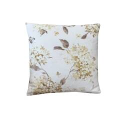 Floral Linen Throw Pillow Cover Jardin Belvoir Ochre Beige - thumbnail 2