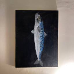 Original Mackerel Painting Large Fish Wall Art By Karen Dziuba - thumbnail 3