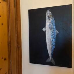Original Mackerel Painting Large Fish Wall Art By Karen Dziuba - thumbnail 2