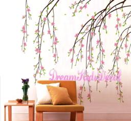 Floral Branch Wall Decal Butterfly & Blossom Mural For Kids Room - thumbnail 1