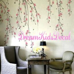 Floral Branch Wall Decal Butterfly & Blossom Mural For Kids Room - thumbnail 2