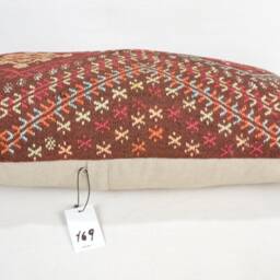"Kilim Pillow, Wool Kilim Cousin From Anatolia , 12""x24" - thumbnail 3