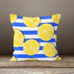 Lemon Decorative Pillow Case/Fruit Citrus Cushion Cover/Modern Kitchen Case/Green Leaf Yellow Lemon - thumbnail 3