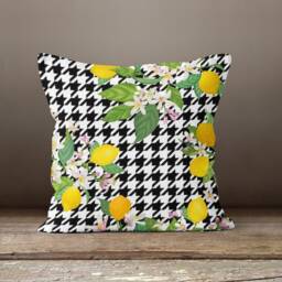 Lemon Decorative Pillow Case/Fruit Citrus Cushion Cover/Modern Kitchen Case/Green Leaf Yellow Lemon - thumbnail 2