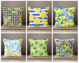 Lemon Decorative Pillow Case/Fruit Citrus Cushion Cover/Modern Kitchen Case/Green Leaf Yellow Lemon - thumbnail 1