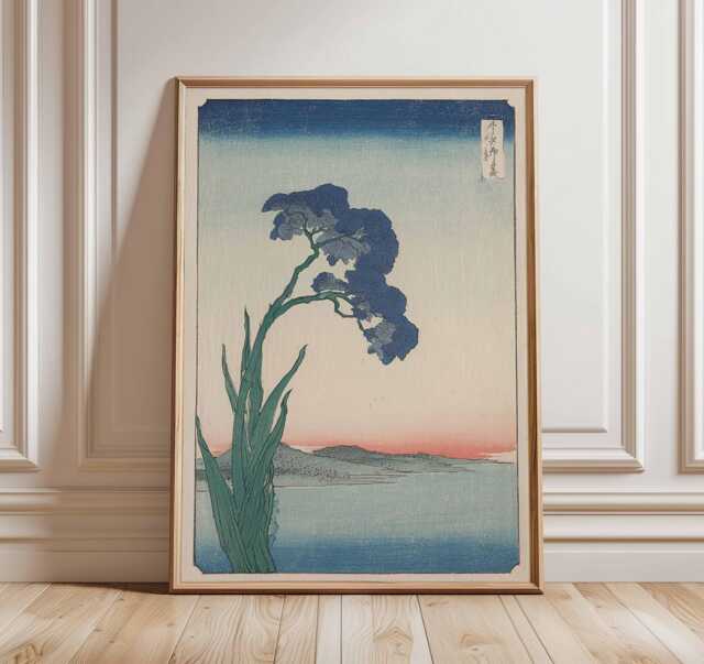 Japanese Iris Wall Art, Ukiyo-E Woodblock Print, Traditional Japan Poster, Wabi Sabi Artwork, Asian Minimalist Nature Decor - image 1