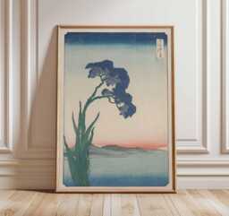 Japanese Iris Wall Art, Ukiyo-E Woodblock Print, Traditional Japan Poster, Wabi Sabi Artwork, Asian Minimalist Nature Decor - thumbnail 1
