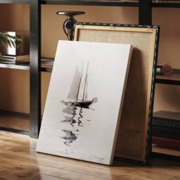 Muted Sailboat Print, Vintage Nautical Painting, Neutral Seascape Minimalist Wall Art, Digital, Antique Boat Canvas, Winslow Homer - thumbnail 2