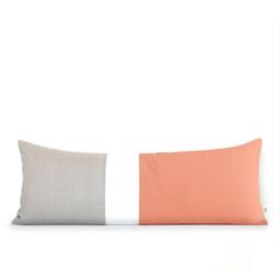 Peach Colorblock Pillow Cover, Bedding, 14x35 Lumbar Pillow, Decorative Pillows By Jillianrenedecor, Extra Long Color Block, Cantaloupe