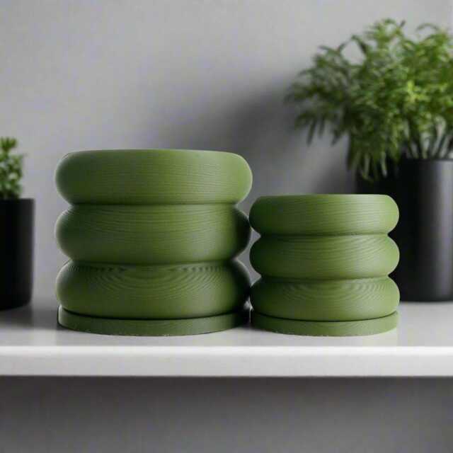 Bubble Pot, 3D Printed Planter, Planter With Drainage, Minimal Decor, 4 5 6 7 8 Inch Plant Pots in Matte Olive Green, Unique Hosting Gift - image 1