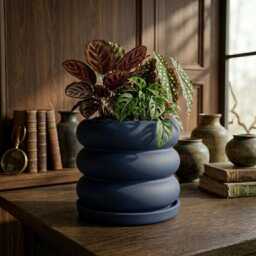 Bubble Pot, 3D Printed Planter, Planter With Drainage, Minimal Decor, 4 5 6 7 8 Inch Plant Pots in Matte Olive Green, Unique Hosting Gift - thumbnail 3