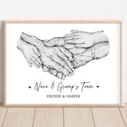 Personalised Grandparent Nan Grandad Team Print Gift - Up To 5 Children Unframed - thumbnail 3