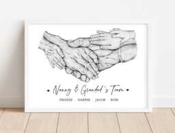 Personalised Grandparent Nan Grandad Team Print Gift - Up To 5 Children Unframed - thumbnail 1