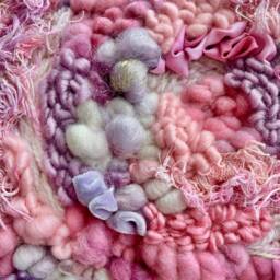 Pretty in Pink & Purple 12-Inch Round Woven Wall Hanging - thumbnail 3