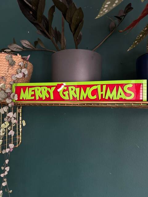 Merry Grinchmas Christmas Sign For Grinch Fans. Door Topper Xmas Decor