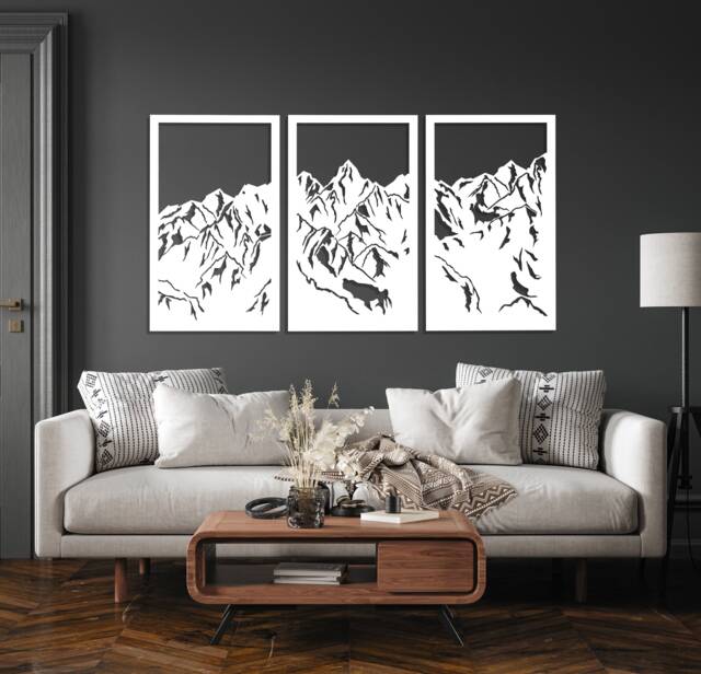 3D Mountains, Wooden Wall Art Decor, Ornament Hanging , Decorative Panel, Mountain Peak, Decor For Living Room, Bedroom - image 1