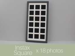 Instax Square Multi Aperture Wooden Photo Frame. Holds Eighteen 62mmx62mm Sized Photos. 25x50cm. Shows Only - Not Border
