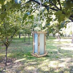 Diy Hanging Bird Feeder Made From Plywood & Blue Acrylic Glass - thumbnail 3
