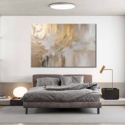 Gold Cream Beige Minimalist French Velvet Wall Art Large Canvas Sale Abstract Art Painting Modern Neutral Home Room Decor - thumbnail 2