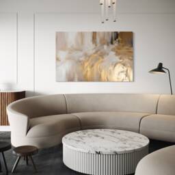 Gold Cream Beige Minimalist French Velvet Wall Art Large Canvas Sale Abstract Art Painting Modern Neutral Home Room Decor - thumbnail 4