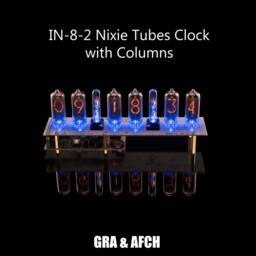 Nixie Tubes Clock In-8-2 - Columns [Rgb, Usb, Musical, Arduino Compatible] For Boyfriend, Husband, Vintage, Glowing Clock, Gift, Steampunk - thumbnail 1