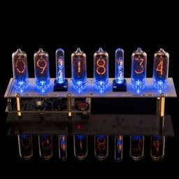 Nixie Tubes Clock In-8-2 - Columns [Rgb, Usb, Musical, Arduino Compatible] For Boyfriend, Husband, Vintage, Glowing Clock, Gift, Steampunk - thumbnail 2