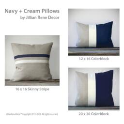 Navy & Cream Striped Lumbar Pillow - 12x20 Modern Home Decor By Jillianrenedecor - Minimal Midnight Blue Indigo - thumbnail 4