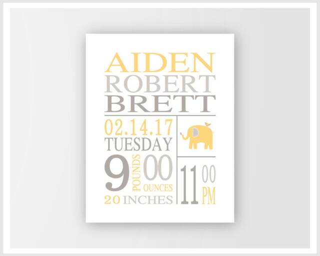 Baby Stats Print, Baby Boy Girl Nursery Wall Art, Subway Birth Announcement, Stats Print Name Art - image 1