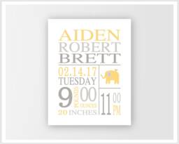 Baby Stats Print, Baby Boy Girl Nursery Wall Art, Subway Birth Announcement, Stats Print Name Art - thumbnail 1