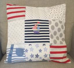 Personalised Keepsake Square Cushion Made From Baby Clothes - Memory Pillow Custom Babygrow Memorial - thumbnail 1