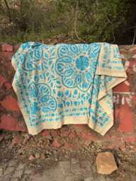 Suzani Quilt Handmade - Traditional Embroidered Bed Cover Bohemian Bedroom Decor
