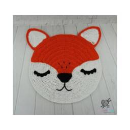 Crochet Fox Rug Orange Cotton Animal Mat, Woodland Nursery Decor - thumbnail 3