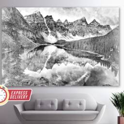 Moraine Lake Canvas Print, Painting, Landscape, Wall Art, Canada Canvas, Nature Art - thumbnail 3