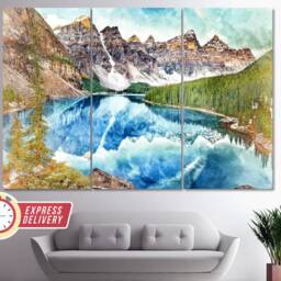 Moraine Lake Canvas Print, Painting, Landscape, Wall Art, Canada Canvas, Nature Art - thumbnail 2