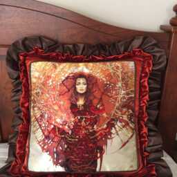 Silk Pillowcase .sun Pillow. Home Decor Fire Queen. Sun Goddess. Before The Pillow , Double Ruffled, Exclusive Decor - thumbnail 2