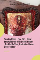Silk Pillowcase .sun Pillow. Home Decor Fire Queen. Sun Goddess. Before The Pillow , Double Ruffled, Exclusive Decor