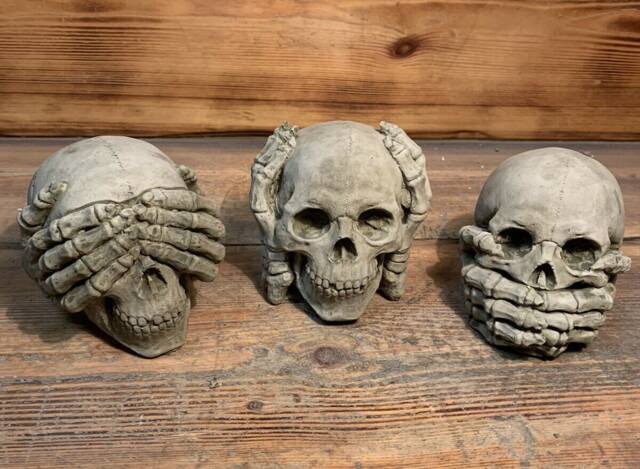 stone Garden See Hear Speak No Evil Gothic Detailed Skull Ornament - image 1