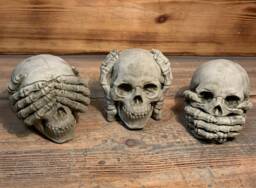 stone Garden See Hear Speak No Evil Gothic Detailed Skull Ornament - thumbnail 1