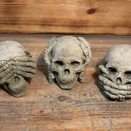 stone Garden See Hear Speak No Evil Gothic Detailed Skull Ornament - thumbnail 2