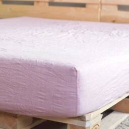 Linen Sheet Set Of 4Pc Stone Washed Sheets & Two Pillowcases Ruflle Super Soft Luxury Flax Melange Pink - Full Double Queen King Twin - thumbnail 3
